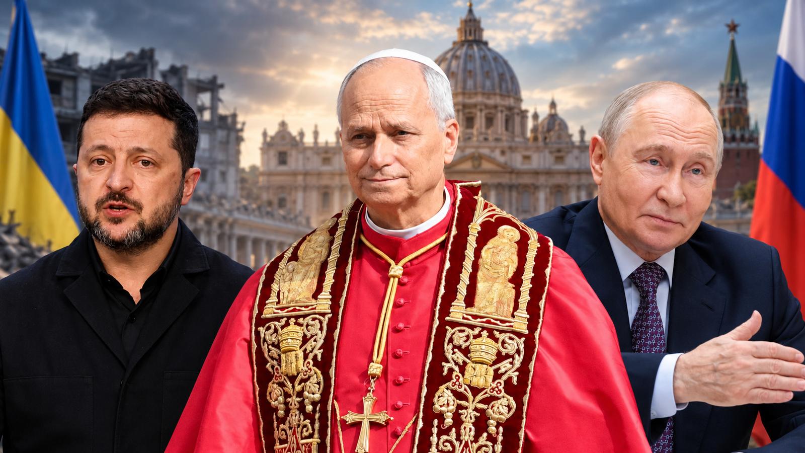 Volodymyr Zelensky, Papa Leone XIV e Vladimir Putin / Volodymyr Zelensky, Pope Leo XIV and Vladimir Putin
