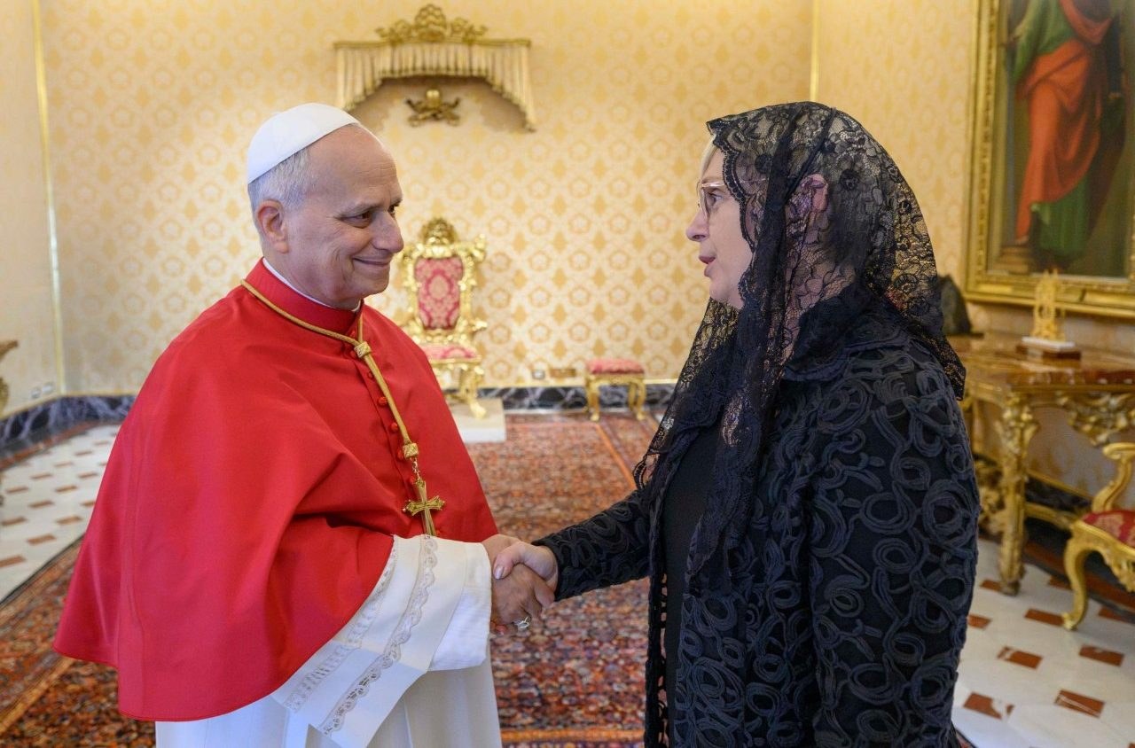 Papa Leone XIV riceve la Presidente della Slovenia Nataša Pirc Musar, 26 ottobre 2026 (Vatican Media)