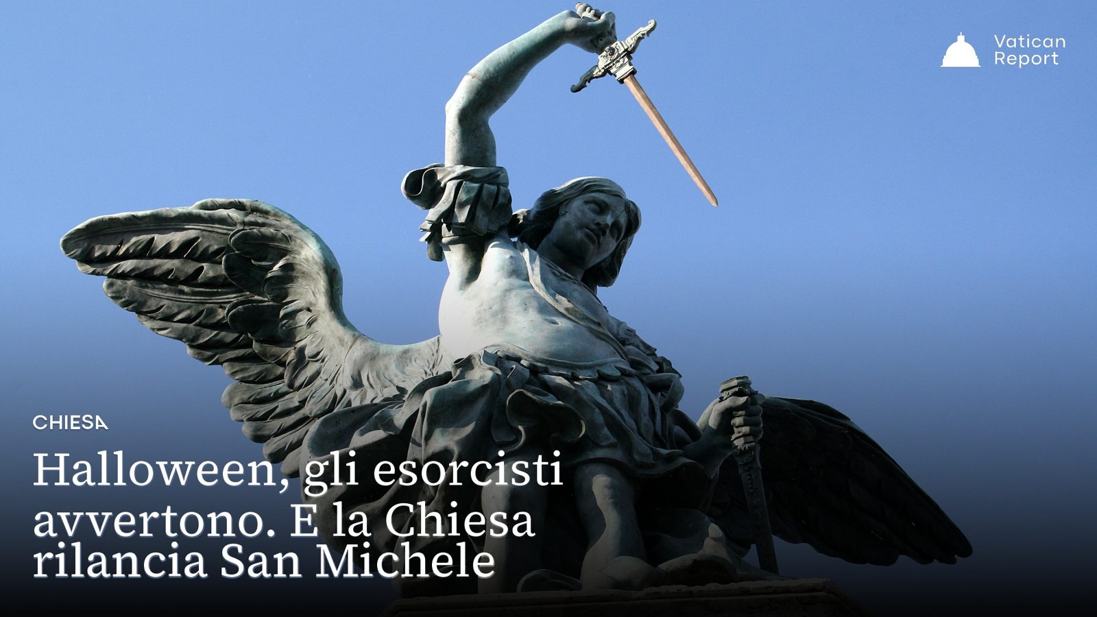 La statua di San Michele Arcangelo su Castel Sant'Angelo, Roma (foto: Jean-Pol Grandmont / Wikimedia Commons, CC BY-SA 4.0) / The statue of St. Michael the Archangel atop Castel Sant'Angelo, Rome (photo: Jean-Pol Grandmont / Wikimedia Commons, CC BY-SA 4.0)