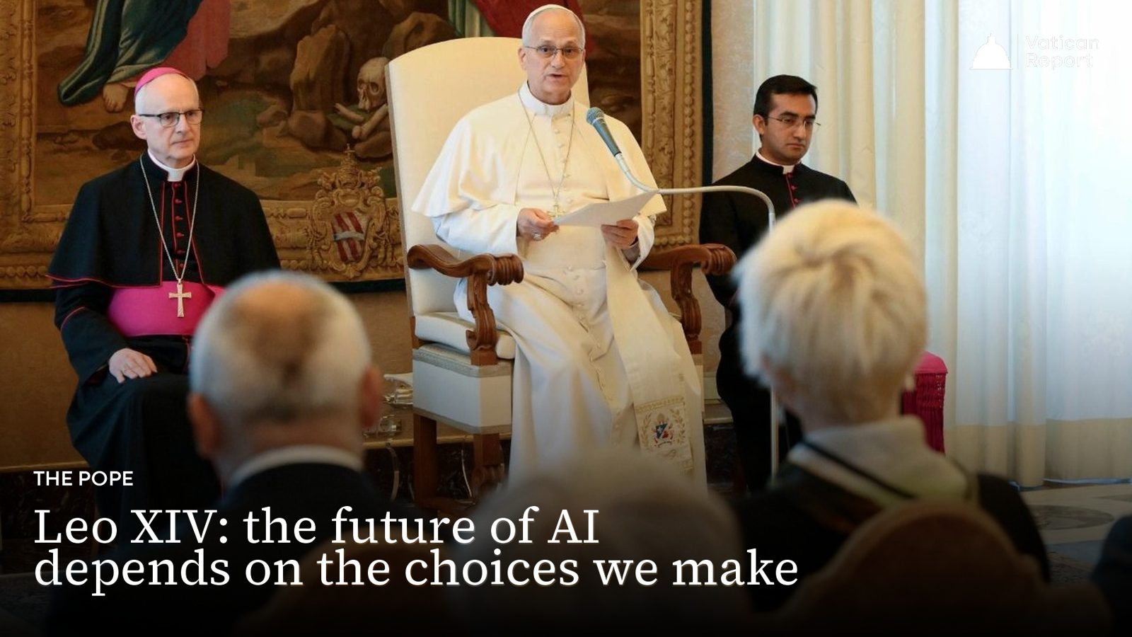 Leone XIV all'udienza con i partecipanti all'incontro sull'IA (Vatican Media) / Leo XIV at the audience with participants in the AI meeting (Vatican Media)